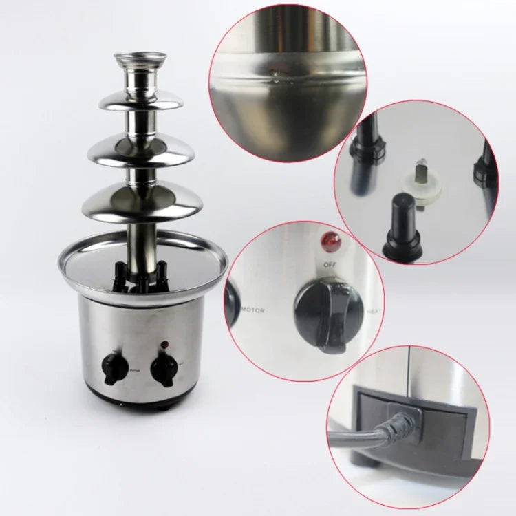 4 Layers Electrical Chocolate Fountain Chocolate Melt Fondue Waterfall Machine, 4 Tiers