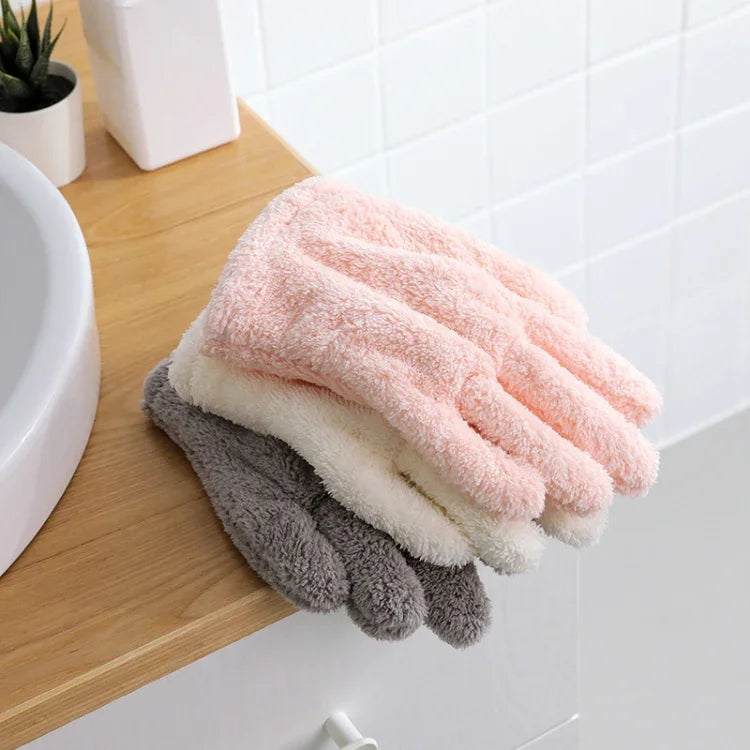 Singe Fast Dry Hair Gloves Quick Drying Coral Velvet Absorbent Gloves