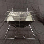 Höhenverstellbarer Camping-Grill aus Edelstahl, faltbarer Holzkohlegrill, 31x31x21cm