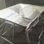 Höhenverstellbarer Camping-Grill aus Edelstahl, faltbarer Holzkohlegrill, 31x31x21cm