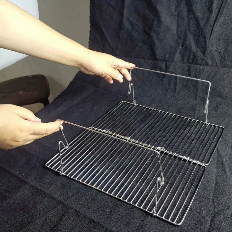 Höhenverstellbarer Camping-Grill aus Edelstahl, faltbarer Holzkohlegrill, 31x31x21cm