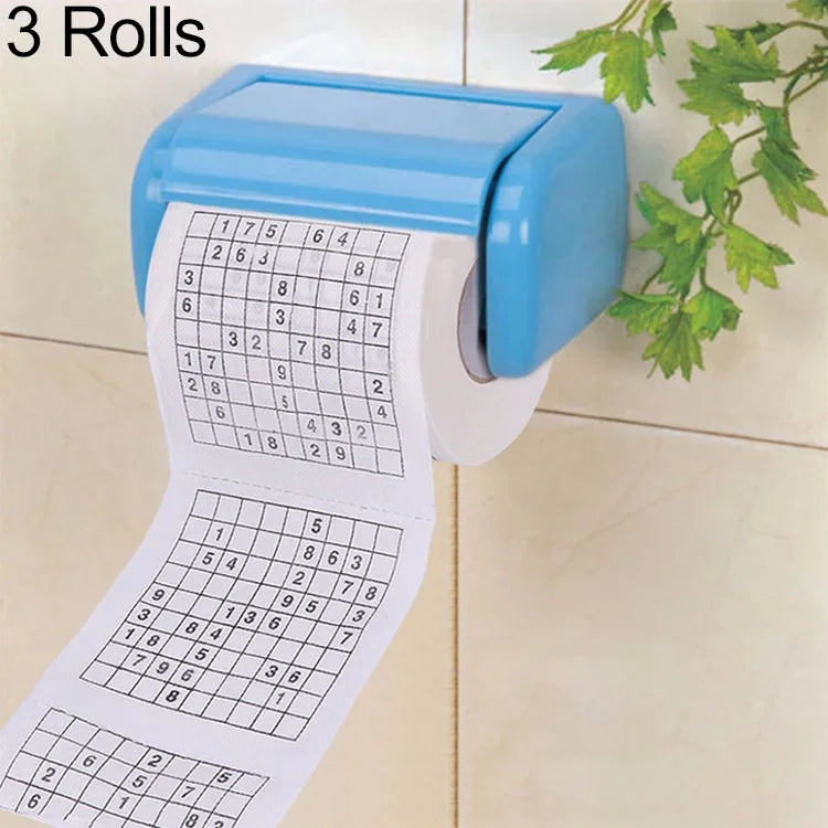 3 Rollen Kreatives Sudoku Toilettenpapier Rollenpapier Gesichts-Taschentuch, 3 Rollen