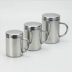 304 Edelstahl doppelwandige Isolierbecher für Kaffee, Getränke, Milch, Wasser, langlebiger Trinkbecher mit Deckel, 304 Edelstahl 200ml, 304 Edelstahl 300ml, 304 Edelstahl 400ml