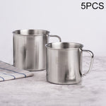 5er-Pack extra dicker 304 Edelstahlbecher, Kindermundbecher mit Griffabdeckung, Haushaltstasse für Erwachsene, 7 cm ohne Abdeckung, 8 cm mit Abdeckung, 9 cm mit Abdeckung, 10 cm mit Abdeckung, 11 cm mit Abdeckung, 12 cm mit Abdeckung