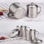 5er-Pack extra dicker 304 Edelstahlbecher, Kindermundbecher mit Griffabdeckung, Haushaltstasse für Erwachsene, 7 cm ohne Abdeckung, 8 cm mit Abdeckung, 9 cm mit Abdeckung, 10 cm mit Abdeckung, 11 cm mit Abdeckung, 12 cm mit Abdeckung