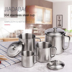5er-Pack extra dicker 304 Edelstahlbecher, Kindermundbecher mit Griffabdeckung, Haushaltstasse für Erwachsene, 7 cm ohne Abdeckung, 8 cm mit Abdeckung, 9 cm mit Abdeckung, 10 cm mit Abdeckung, 11 cm mit Abdeckung, 12 cm mit Abdeckung