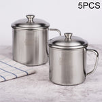 5er-Pack extra dicker 304 Edelstahlbecher, Kindermundbecher mit Griffabdeckung, Haushaltstasse für Erwachsene, 7 cm ohne Abdeckung, 8 cm mit Abdeckung, 9 cm mit Abdeckung, 10 cm mit Abdeckung, 11 cm mit Abdeckung, 12 cm mit Abdeckung