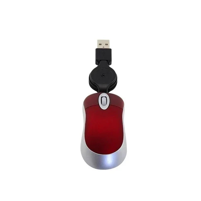 Mini-Computermaus mit einziehbarem USB-Kabel, optisch, ergonomisch, 1600 DPI, tragbar, klein, für Laptops