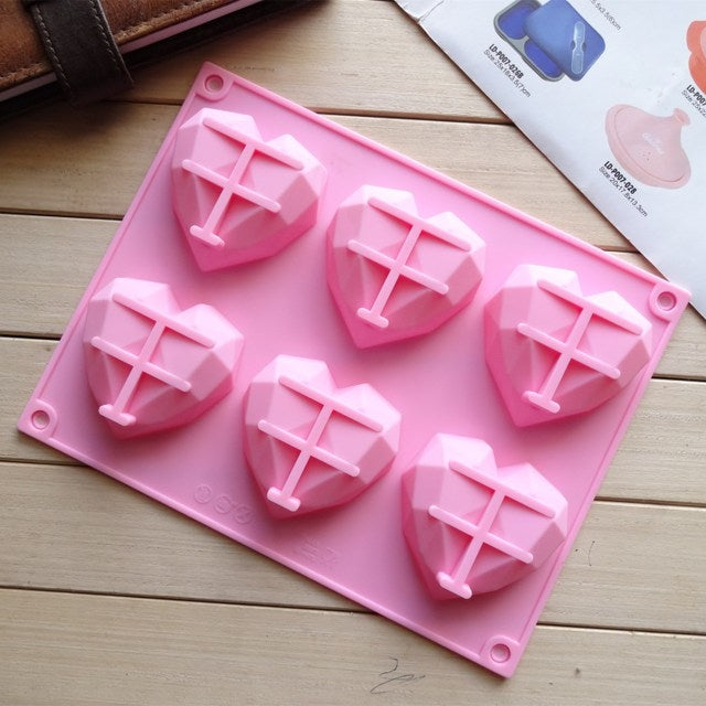 6 in 1 Herzform Silikonform zum Backen von Mousse-Kuchen, DIY-Silikonformen, 6 in 1 Herzform