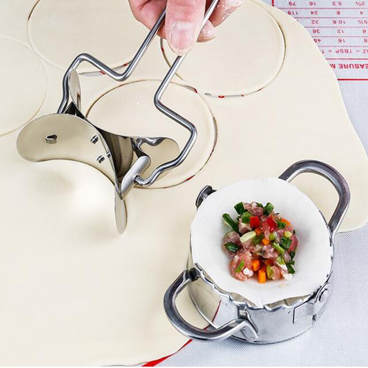 Edelstahl Knödel Maker Teigschneider Knödelform Küchenzubehör Gebäckwerkzeuge, Groß 9,7 cm mit weißer Box, Klein 7,7 cm mit weißer Box, 8,3 Knödel Rundmesser, 7,3 Knödel Rundmesser