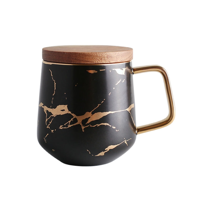 Marmor Matte Gold Serie Keramik Teetasse Kaffeetasse mit Holzdeckel oder Tablett