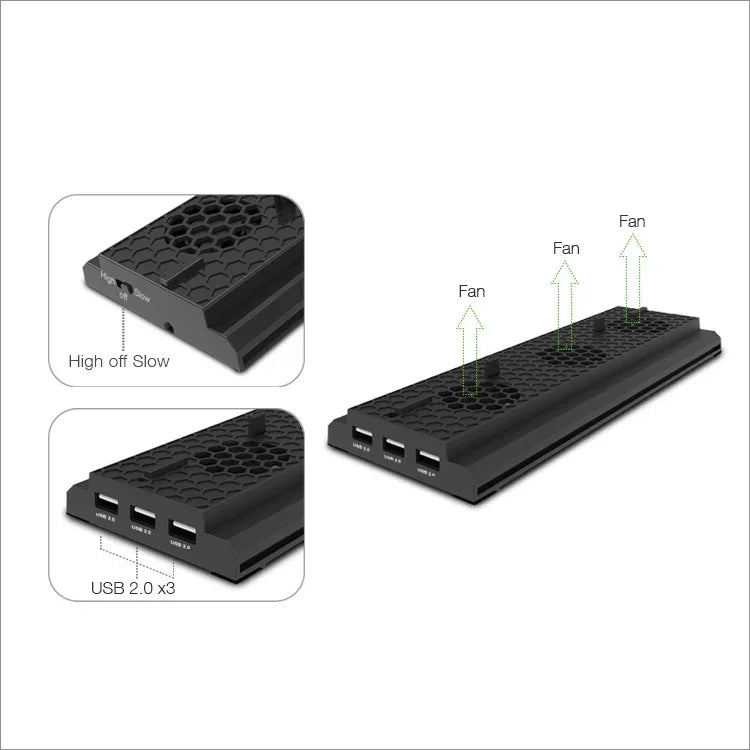DOBE TYX-1768 Vertikaler Standfuß mit Kühlfunktion und Lüfterhalterung für die Xbox One X Spielkonsole, TYX-1768