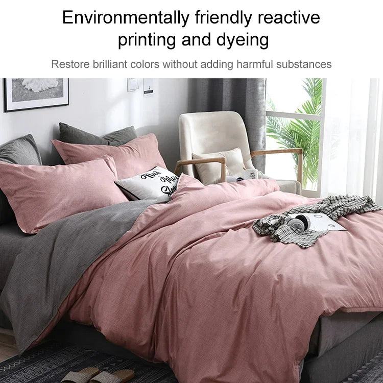 Bedding Set Solid Plaid Side Bed Comforter Duvet Cover Sheet Set, 168*229cm(1x Pillowcase,1xQuilt）, 200*230cm(2x Pillowcase,1x Quilt）, 228*228cm(2xPillowcase,1xQuilt）, 260*230cm(2xPillowcase ,1xQuilt）, 135*200cm(1xPillowcase,1xQuilt）                   ...