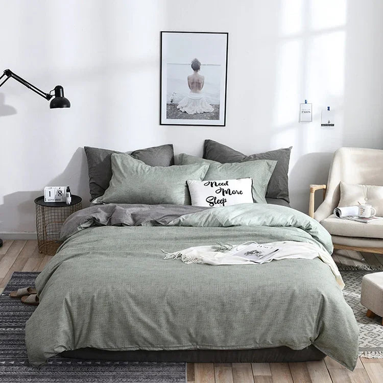 Bedding Set Solid Plaid Side Bed Comforter Duvet Cover Sheet Set, 168*229cm(1x Pillowcase,1xQuilt）, 200*230cm(2x Pillowcase,1x Quilt）, 228*228cm(2xPillowcase,1xQuilt）, 260*230cm(2xPillowcase ,1xQuilt）, 135*200cm(1xPillowcase,1xQuilt）                   ...