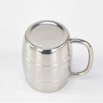 Edelstahl Bierbecher Outdoor Camping Western Tee Kaffee Becher Isolierter Tragbarer Wasserbecher Trinkgefäß mit Griff, Outdoor Bierbecher