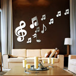 3D Musiknoten Acrylspiegel Wandaufkleber Wohnkultur Wohnzimmer Wanddekoration Kunst DIY Wandsticker