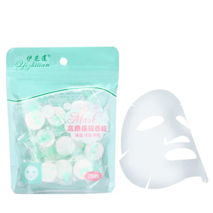 20 Stück/Packung komprimierte Papiermasken, Einweg-Baumwoll-Hautpflegemasken, Gesichtsmasken aus Papier für Frauen
