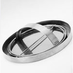 Eingelassener Edelstahl Schwenkdeckel Klapp-Küchenarbeitsplatten-Mülleimerdeckel, Rund gezeichnet 20 cm Durchmesser, Rund Spiegel 24,5 cm Durchmesser, Quadrat 16,2x22,7 cm