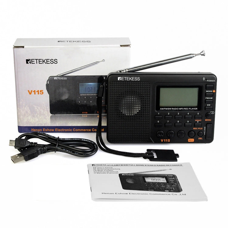 Retekess V-115 Vollband Radio FM AM Tragbarer MP3-Player, V-115