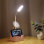 Student USB-Ladefunktion Schlafzimmer Touch LED Augenschutz Multifunktionale Kreative Schreibtischlampe, Mit Ventilator, Ohne Ventilator