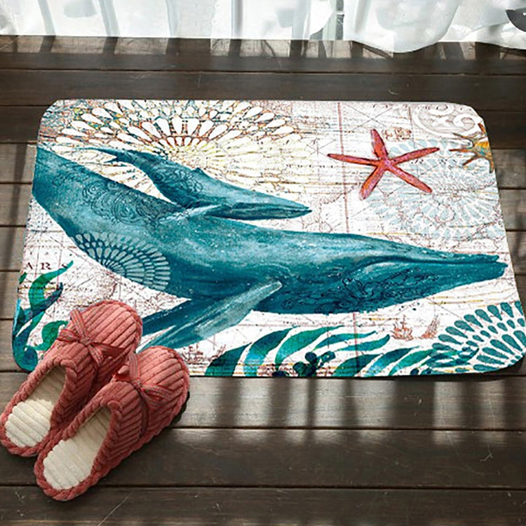 Marineserie Muster Bad WC Anti-Rutsch-Matte Flanell Saugfähige Fußmatte, 46x76cm, 50x80cm