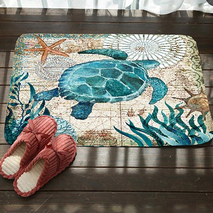 Marineserie Muster Bad WC Anti-Rutsch-Matte Flanell Saugfähige Fußmatte, 46x76cm, 50x80cm
