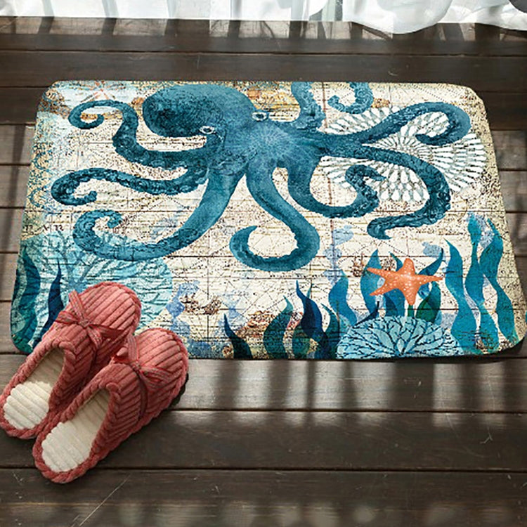 Marineserie Muster Bad WC Anti-Rutsch-Matte Flanell Saugfähige Fußmatte, 46x76cm, 50x80cm