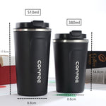 Smart Version Doppelter Edelstahl 304 Kaffeebecher Auto Thermosbecher Reise Thermobecher, 380ml Blau, 380ml Pink, 380ml Weiß, 380ml Schwarz, 380ml Grün, 510ml Weiß, 510ml Schwarz, 510ml Grün, 510ml Blau, 510ml Pink
