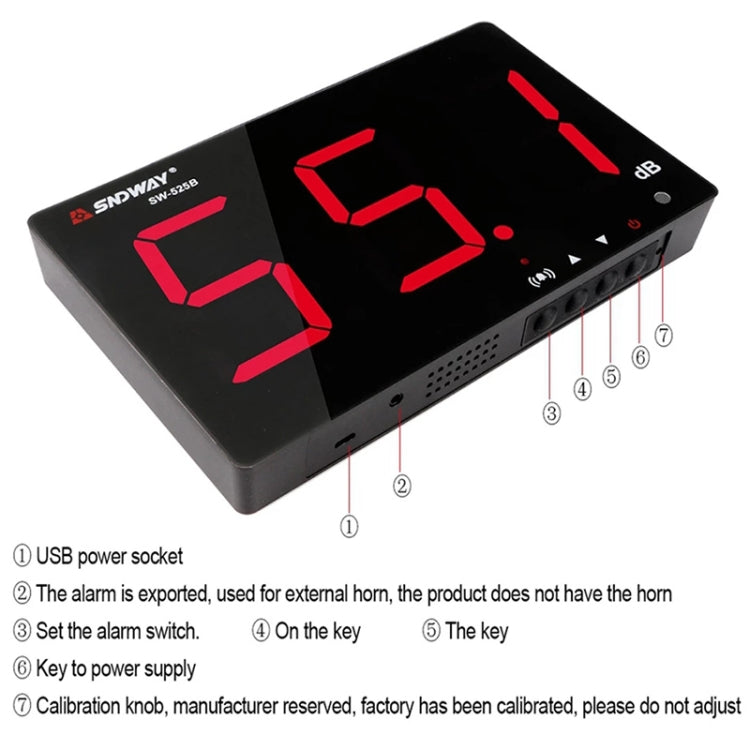 SNDWAY Wandmontierte 30~130dB Großbild Digitalanzeige Geräusch-Dezibel-Messgeräte, SW525B mit Speicher + USB, SW526A 18 Zoll Display, SW525G mit Speicher + USB Grün