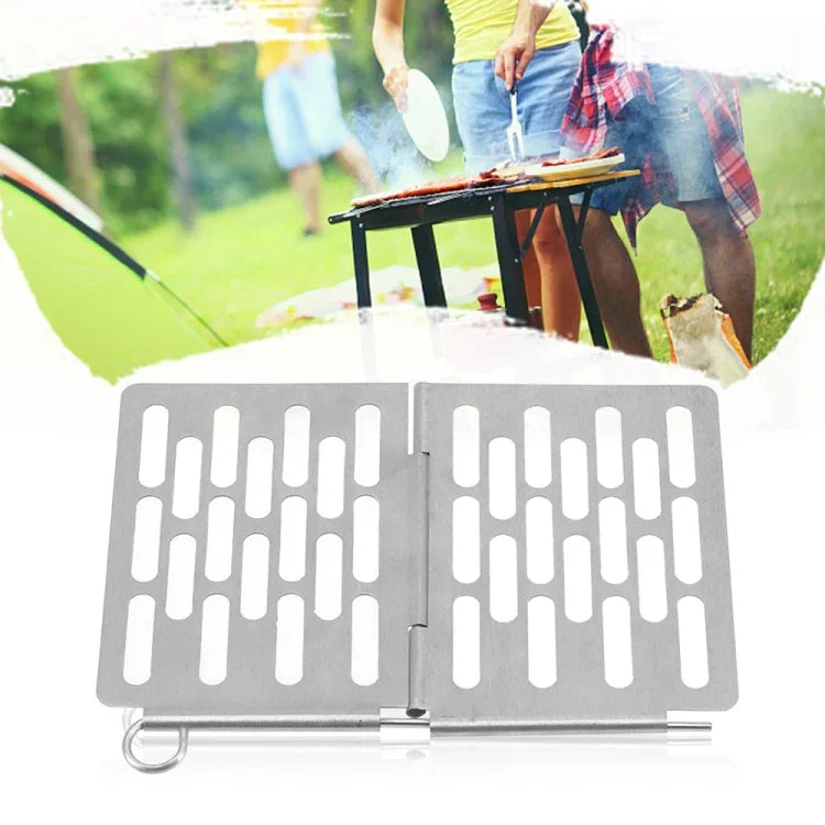 Klappbares Grillnetz aus Edelstahl Tragbares Grillzubehör für Picknick, S 15x10.3CM, M 22.6x15.8CM, L 35.8x20CM