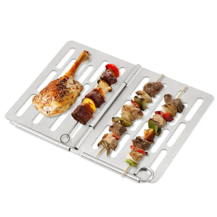 Klappbares Grillnetz aus Edelstahl Tragbares Grillzubehör für Picknick, S 15x10.3CM, M 22.6x15.8CM, L 35.8x20CM