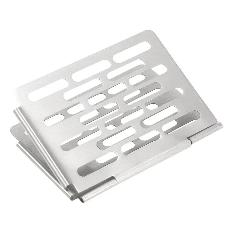 Klappbares Grillnetz aus Edelstahl Tragbares Grillzubehör für Picknick, S 15x10.3CM, M 22.6x15.8CM, L 35.8x20CM