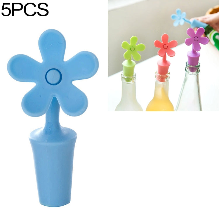 5 Stück Silikon-Weinstopfen Blumen-Bierstopfen, 5 Stück Blumenform (Grün), 5 Stück Blumenform (Lila), 5 Stück Blumenform (Rot), 5 Stück Blumenform (Blau)
