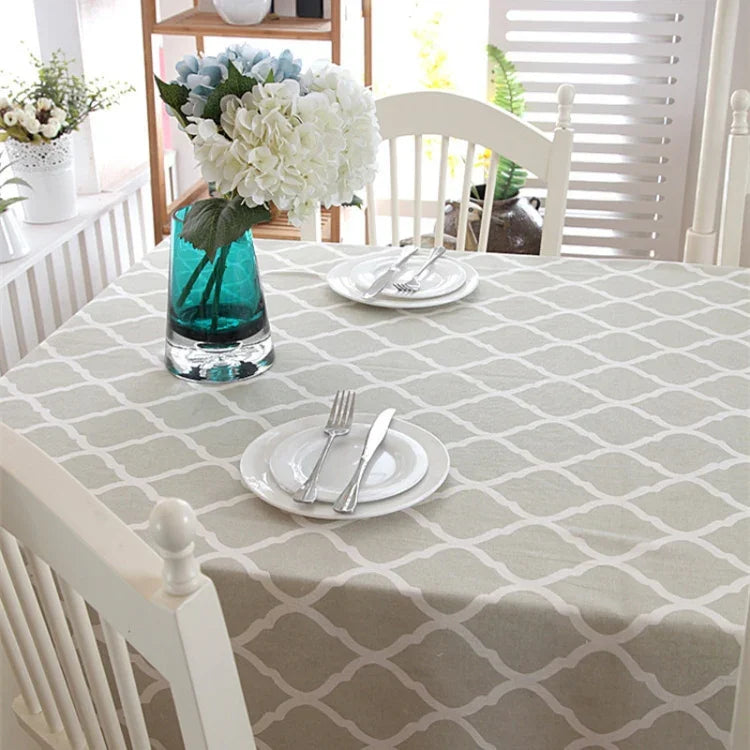 Cotton and Geometric Rhombus Gray LaceTablecloth, 60x60cm, 70x70cm, 90x90cm, 100x140cm, 120x120cm, 140x140cm, 90x150cm, 140x160cm, 120x160cm, 140x180cm, 130x180cm, 140x200cm, 140x220cm, 140x250cm