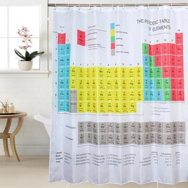 Periodensystem Duschvorhang wasserdicht, schimmelfest, bedruckt, Polyester, Duschvorhang, Größe: 180x180cm