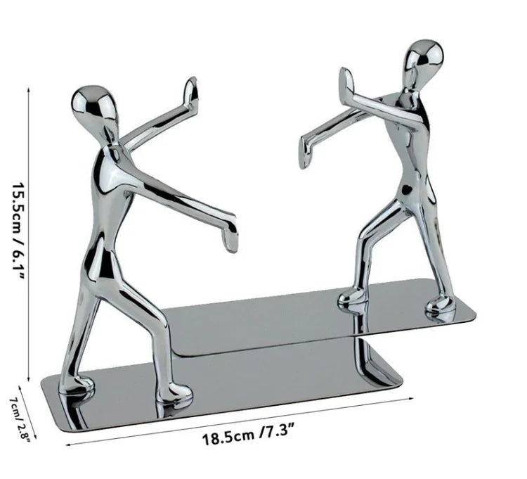 Paar kleine stehende Figuren Dekoration Kreative Schreibtisch Bücherregal Metall Buchdrückplatte, Buchdrückplatte