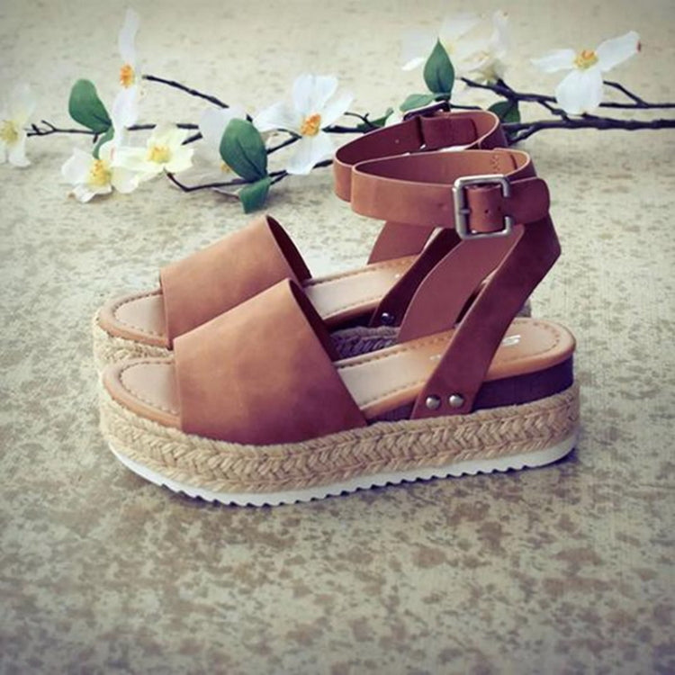 One-button Buckle Platform Women Sandals, 42