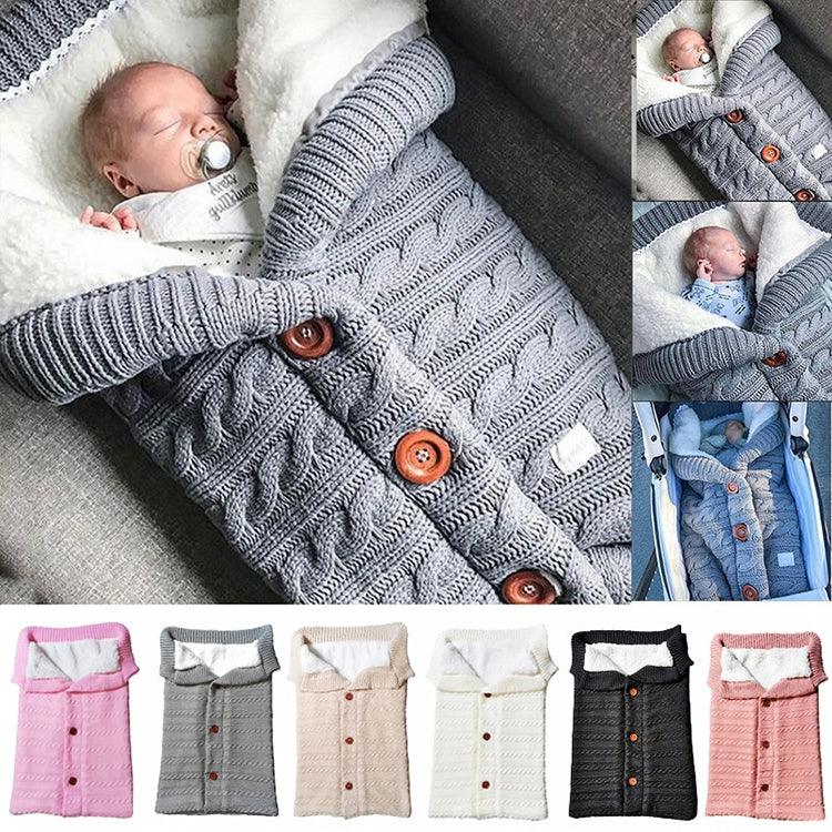 Warmer, weicher Strick-Babyschlafsack aus Baumwolle für Neugeborene