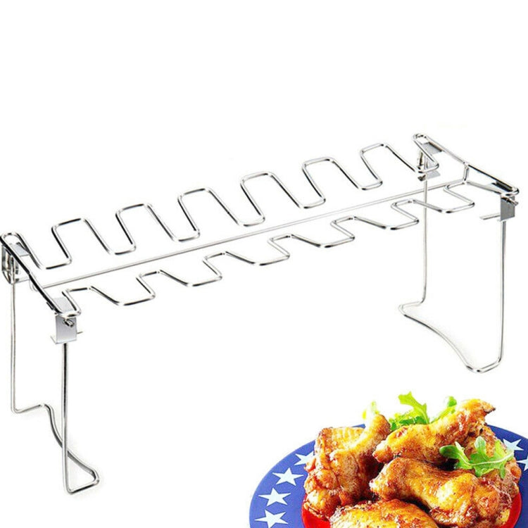 Edelstahl-Hähnchenschenkel- und -flügelhalter mit Tropfschale, Grillrost