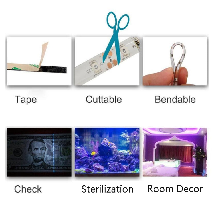 2835 SMD UV Purple Light Strip LED Lamp Decorative Light Strip, Waterproof 5m, Waterproof 10m, Bare Board 10m