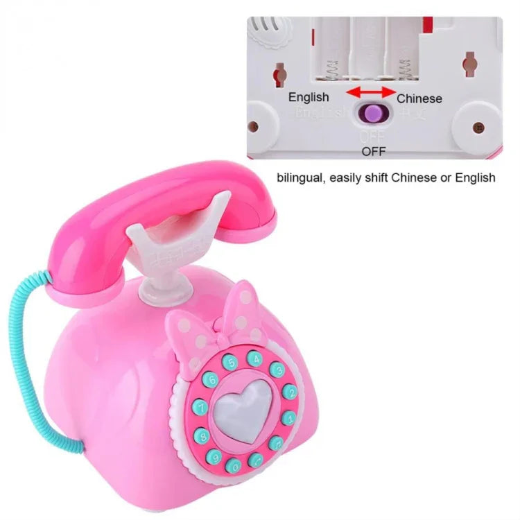 Retro-Telefon-Spielzeug mit Musik, Cartoon-Hintergrundmusik und Puzzle-Spielzeug für die frühe Kindheit.