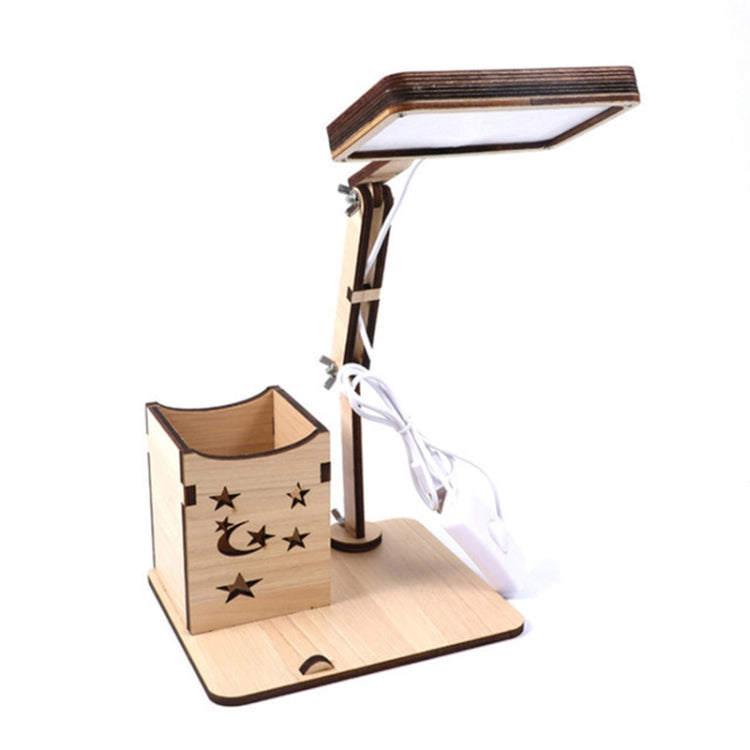 Holz Multifunktion Touch USB Stifthalter Schreibtischlampe Studenten Schreibtisch Ladegerät Leselampe LED Augenschutz Tischlampe, USB Stecker ohne Batterie, USB-Ladefunktion Eingebaute Batterie