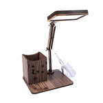 Wooden Multi-function Touch USB Pen Holder Desk Lamp Student Desktop Charging Reading Lamp Led Eye Protection Table Lamp, USB Plug-in without Battery, USB Charging Built-in Battery
