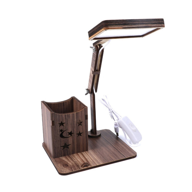 Wooden Multi-function Touch USB Pen Holder Desk Lamp Student Desktop Charging Reading Lamp Led Eye Protection Table Lamp, USB Plug-in without Battery, USB Charging Built-in Battery