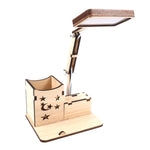 Wooden Multi-function Touch USB Pen Holder Desk Lamp Student Desktop Charging Reading Lamp Led Eye Protection Table Lamp, USB Plug-in without Battery, USB Charging Built-in Battery