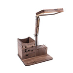 Wooden Multi-function Touch USB Pen Holder Desk Lamp Student Desktop Charging Reading Lamp Led Eye Protection Table Lamp, USB Plug-in without Battery, USB Charging Built-in Battery