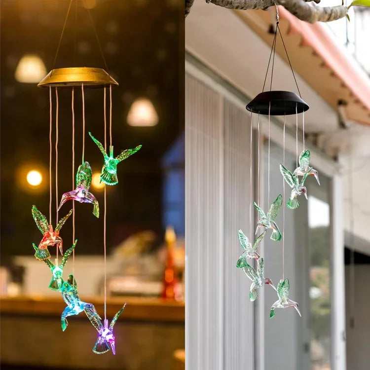 Creative Electronics Solar LED Kolibri-Windspiel Licht Sieben Farben, Kolibri
