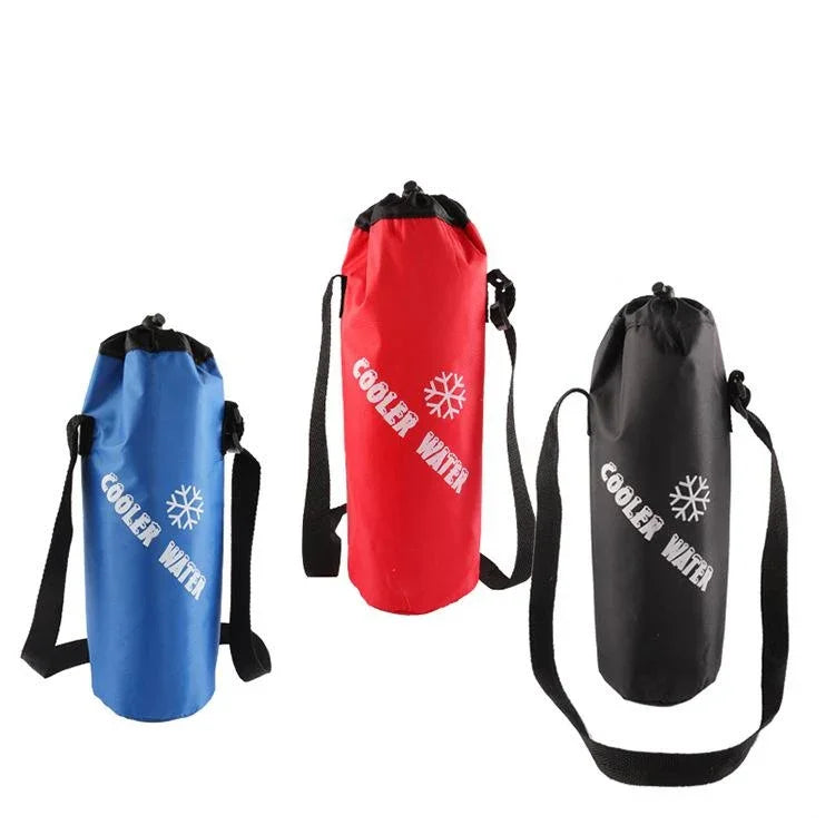 Oxford-Stoff zylindrische Kühltasche tragbare faltbare Getränkekühltasche Lunchtasche, Kordelzug / Rot, Kordelzug / Blau