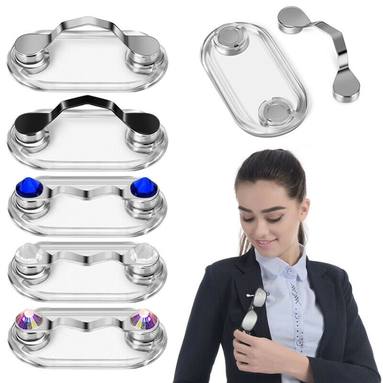 Magnetic Glasses Holder Magnetic Brooch Number Plate Headset Glasses Clip, Black, Silver, White Diamond, Colored Diamond