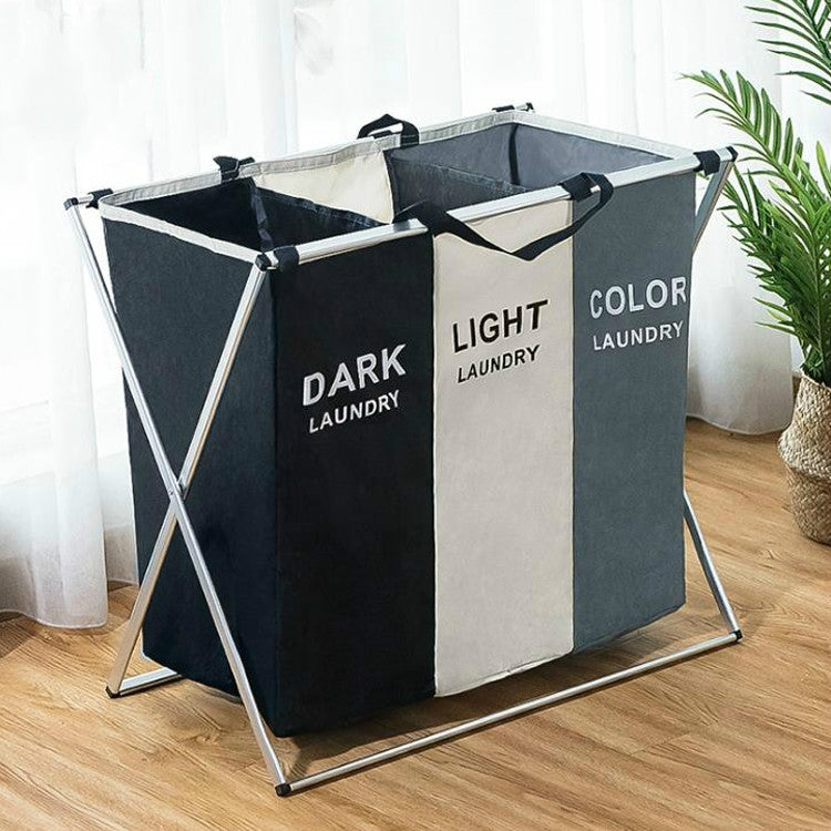 Wäschesammler, zusammenklappbar, wasserdicht, gepolstert, Oxford, Fächer, Wäschekorb, 2 Fächer Schwarz und Beige, 2 Fächer Grau und Beige, 3 Fächer